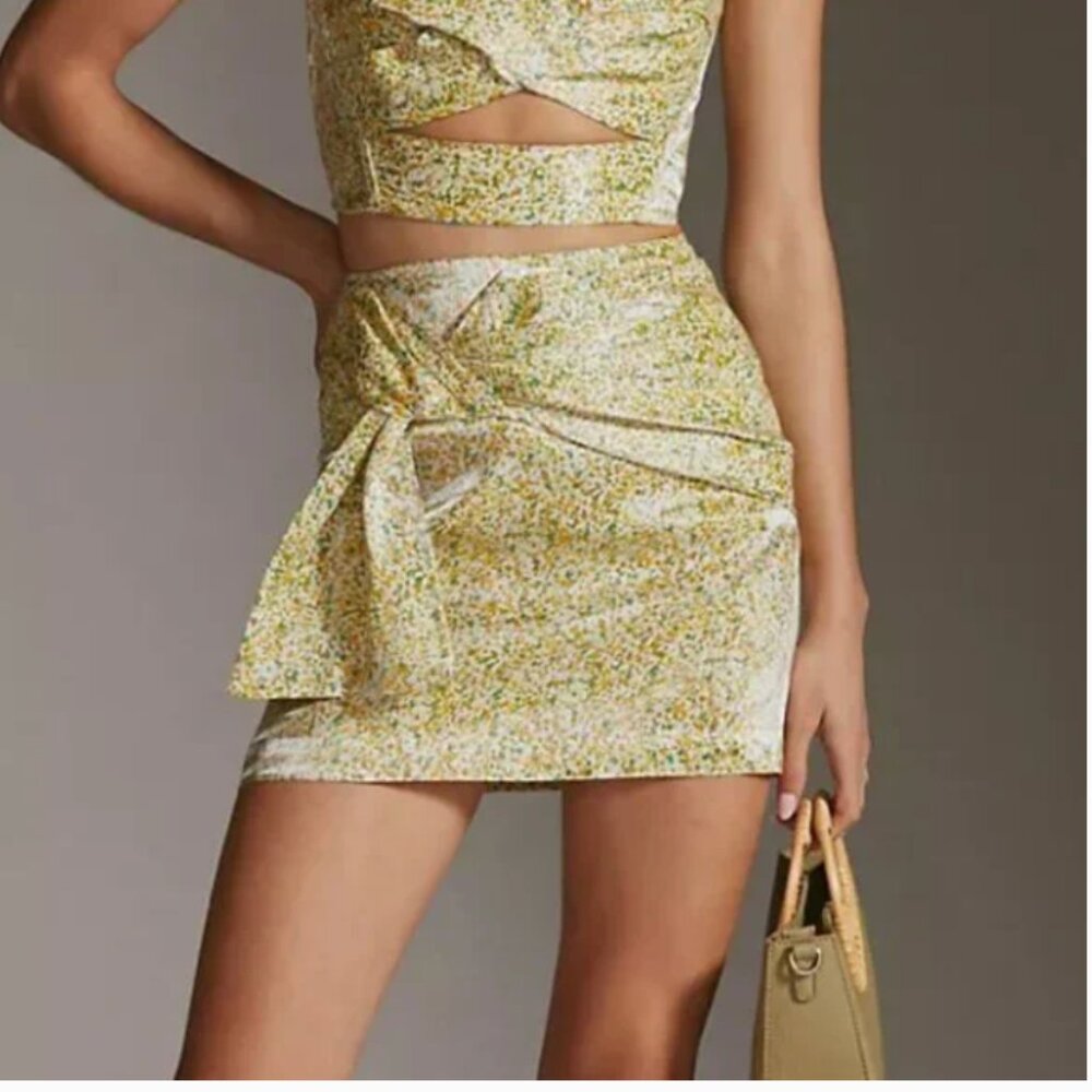 ⭐️ Sabina Musayev Fitted Floral Boho Peasant Hipster Hippie Art Chic Mini Skirt